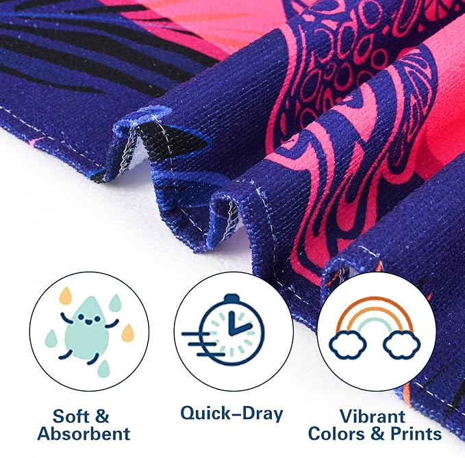 LIVILAN Pink Flamingo Beach Towel, 30" x 60" Soft Microfiber, Quick Dry, Sand Free, Lightweight and Thin, Perfect for Pool, Swim, Bath, Striped Design, Ideal Flamingo Gifts for Girls, Women, Adults