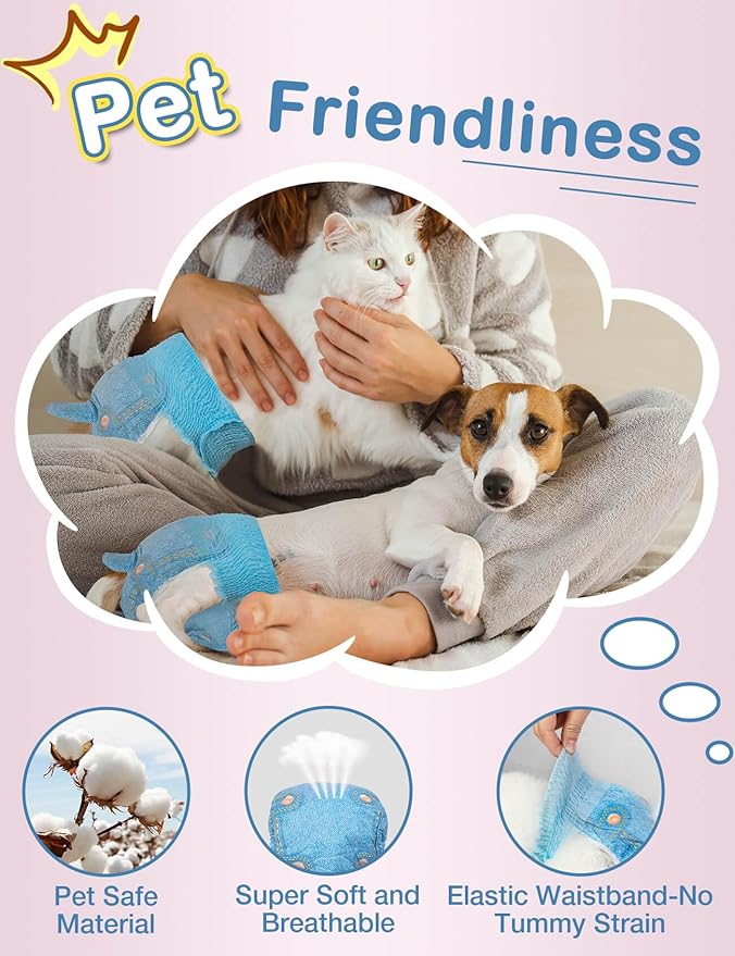 Dono Dog Diapers Female-60PCS, Disposable Pull Up Stretchy Waist Wraps for Female Puppy Dogs in Heat Period Diapers, Super Absorbent 360° Leak-Proof Doggie Training Incontinence Diapers