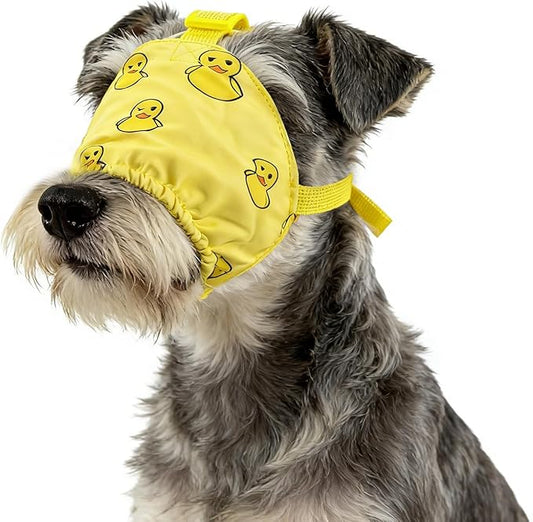 NACOCO Dog Calming Cap Eye Mask Ducks Nylon Shading Pet Anxiety Mask Muzzle for Grooming Anti Car Sickness (Yellow, S)