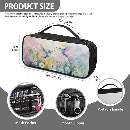 Gomyblomy Daisy Hummingbird Print Stethoscope Case Fit for Most Stethoscopes, Extra Room for Nurse and Medical Accessories, Protective Stethoscope Holder Storage Bag