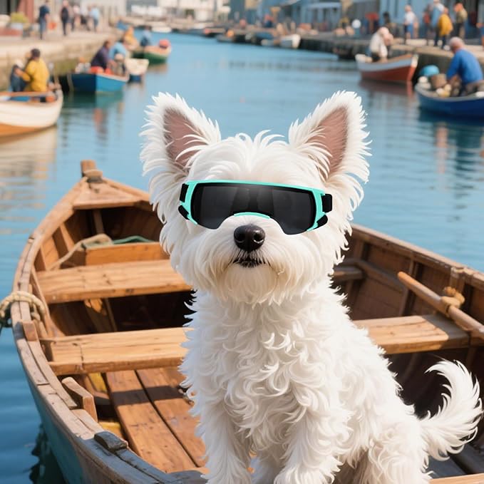NAMSAN Dog Goggles Small Breeds, UV Protection Dog Glasses for Small Dogs, Puppy Sunglases Windproof Dustproof Driving Eye Protection, Adjustable, Cute Blue