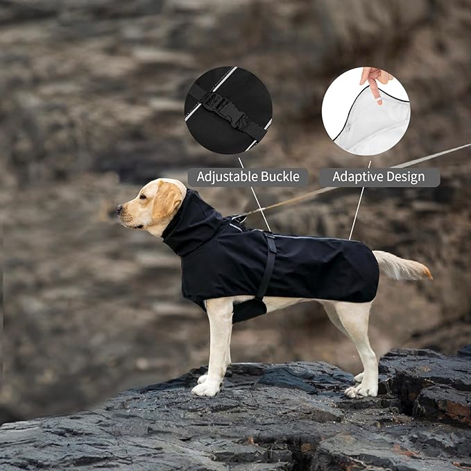 Dog Raincoat for Small Medium Large Dogs, Adjustable Dog Rain Jacket with Clear Hooded Double Layer,Waterproof Windproof Rain Jacket,Poncho Rain Coat