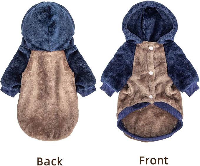 FabriCastle Dog Hoodie Sweater for Small Dogs Boy and Girl, Dog Clothes S XS XXS Puppy Sweatshirt, Pet Outfit, Cat Clothing Super Soft Warm Snap On Closure (Khaki-Navy, X-Small)