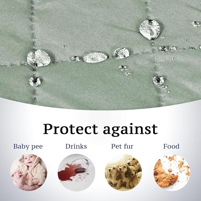 H.VERSAILTEX Reversible Couch Covers for 3 Cushion Couch Water Repellent Couch Cover for Sofa Dog Couch Cover Protector Non Slip Furniture Protector with Elastic Strap(Sofa, Desert Sage/Beige)