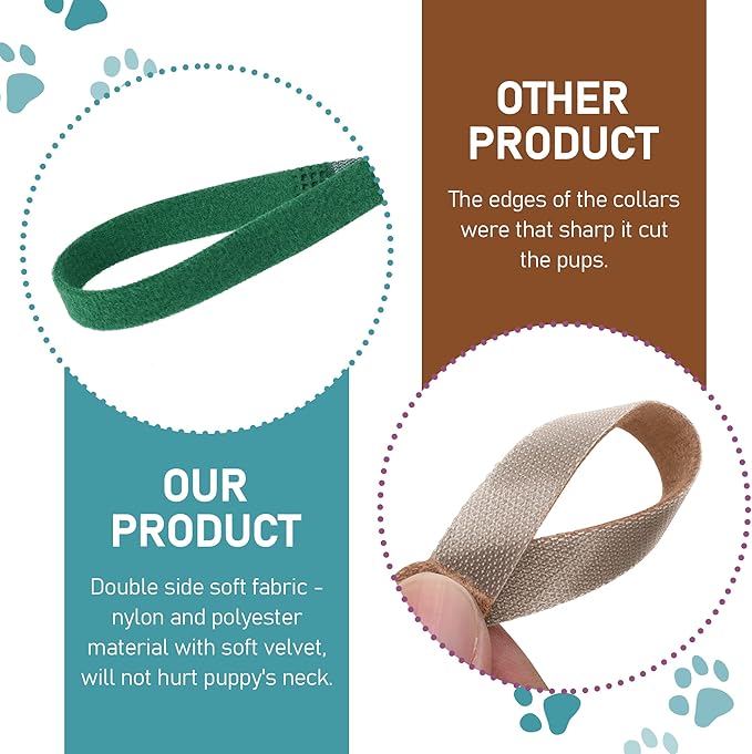 GAMUDA 20 Newborn Puppy Collars – Super Soft Double Velvet Whelping Puppy Collars - Adjustable Litter Collars for Puppies – Assorted Colors & Identification Collars (20 PCS - 6 Chart)