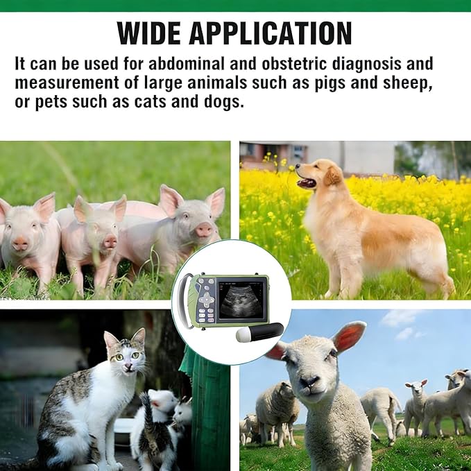 Animal Portable B-Ultrasound Scanner, Veterinary Pregnancy Diagnostic with 3.5 Mhz Convex Probe for Sheep Dog Cat and Pig Estimate The Number of Fetuses, Fetal Heart Beat