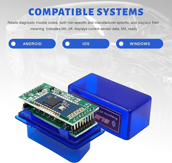 2 PCS ELM327 OBDⅡ Car Auto Diagnostic Scanner, Professional OBD2 Bluetooth Scan Tool Engine Failure Detector, Wireless Interface Mini ELM327 Fault Code Reader for Android Windows