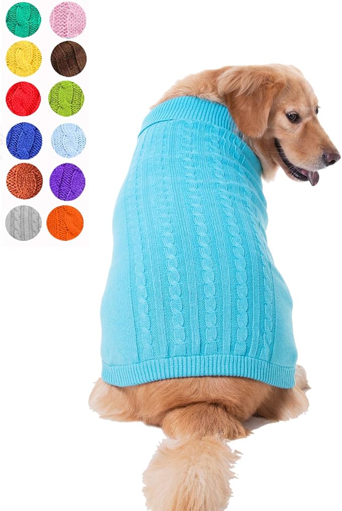 Warm Classic Turtleneck Winter Pet Sweater - Cute Dog & Cat Coat, Medium & Large Sizes, Perfect for Christmas Gifts