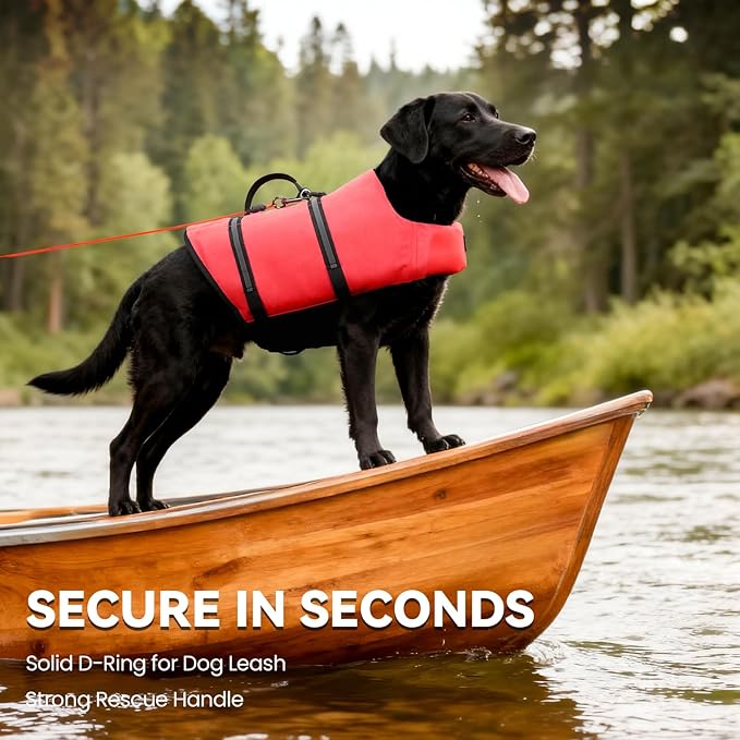 VIVAGLORY Rip Stop Dog Life Vest, Swimming Vest with Handle, Buoyancy for Doggy Puppy, Dog Life Jacket for Swimming & Boating, XS, Bright Pink