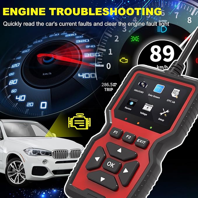OBD2 Scanner Diagnostic Tool, Code Reader OBD II Scanner with Reset & Live Data, Professional Check Engine Fault Code Reader I/M Readiness for OBD2 Cars, Car Accessories