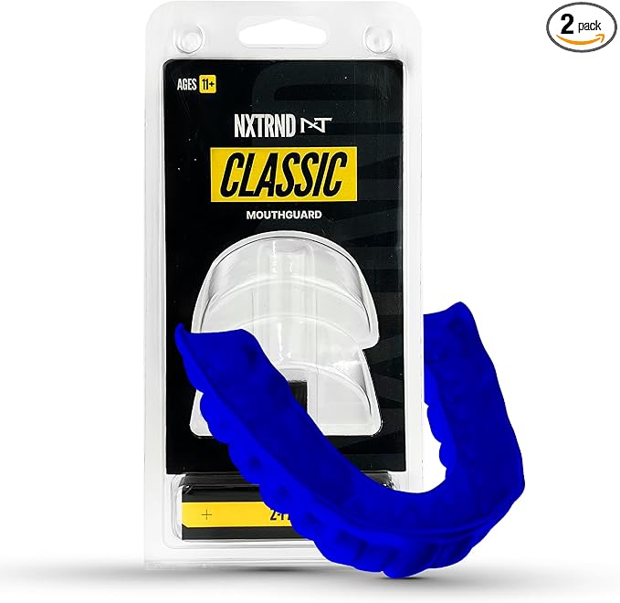2 Pack Nxtrnd Classic Mouthguard, Custom Fit Sports Mouthpiece for Football, Boxing, MMA, Basketball, Hockey, Lacrosse, Youth & Adult (Blue)