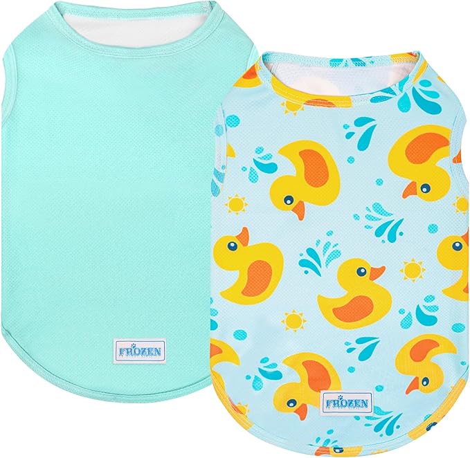 KYEESE 2Pack Dog Cooling Shirt, Breathable Dog Shirt for Small Dogs, Sun Protection Dogs Cooling Vest Tank Top, Lightweight Soft Sleeveless Summer Pet Clothes, Duck+Blue, M