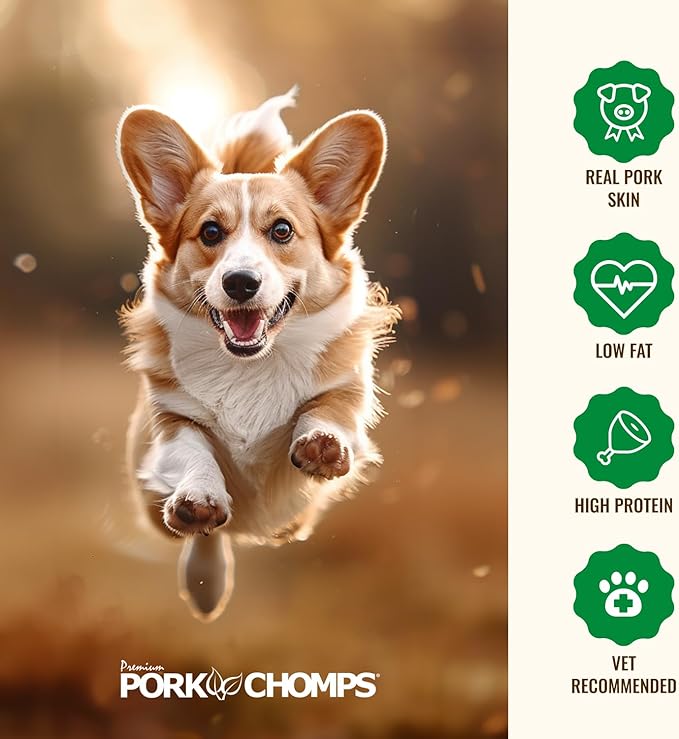 Pork Chomps Baked Pork Skin Dog Chews, 8-inch Rolls, Real Chicken Wrap, 2 Count