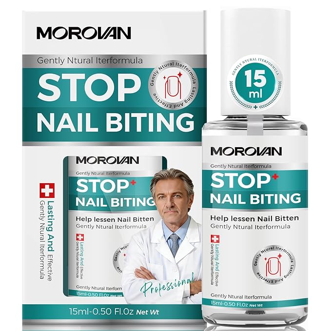 Morovan Nail Biting Prevention For Kids: Thumb Sucking Deterrent Stop Nail Biting Treatment Adults No Bite Nail Polish for Biters Anti Finger Sucking Lasting & Safe with Repair and Healthy Nails 15ML