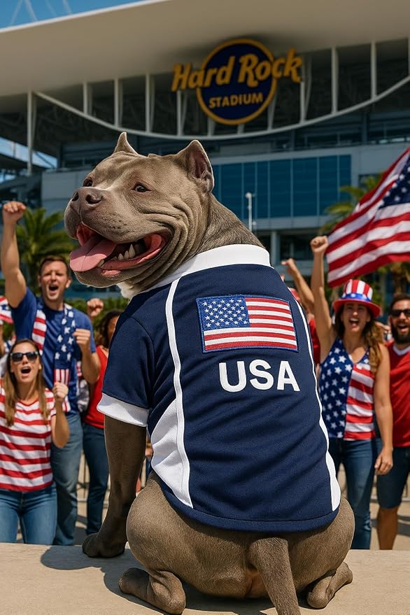Parisian USA Dog Jersey - Breathable Mesh Puppy Football Jersey - Lightweight Stretch Sporty Dog Clothes - Summer Shirts for Medium Dogs - Soccer Jersey for Dogs - Sportswear Pet Clothes