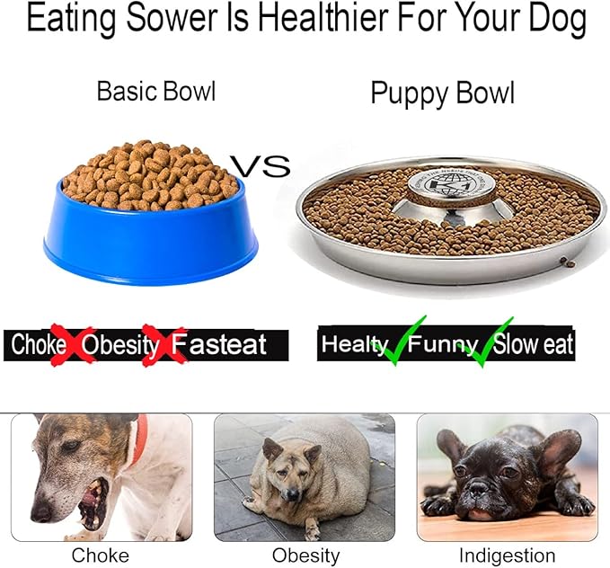 Puppy Bowls for Litter, 2 Puppy Food Bowl, Stainless Steel Puppy Feeding Bowls, Puppy Mush Bowl,11.5'', Food Feeding Puppy Weaning Bowl for Small Medium Large Pets, Puppy Feeder Bowl, Puppy Saucer