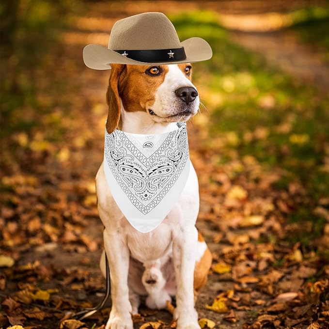 Fumwase Pet Cowboy Costume Halloween Costumes for Dogs Cat Puppy Hats with Bandana Scarf Cowboy Costume Accessories Dog Cat for Party Festival and Daily Wearing (Off-White, Large)