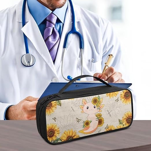 Gomyblomy Axolotl Sunflower Stethoscope Carrying Case with Extra Room for Nurse/Doctor Accessories, Fit for Classic III, Lightweight II S.E,Cardiology IV Stethoscope and More