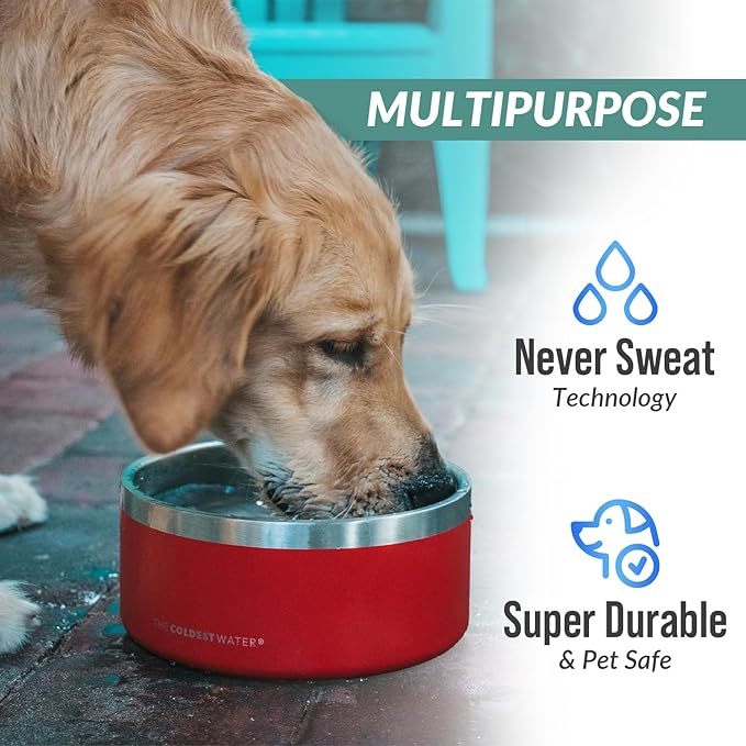 Coldest Dog Bowl - Anti Rust Metal, Non Slip, 3 Layers Insulated Stainless Steel Dog Bowls - Spill Proof & Heavy Duty - Water Bowl for Dogs, Cats & Pets, Dish Washer Safe (200 oz,Stardust Glitter)