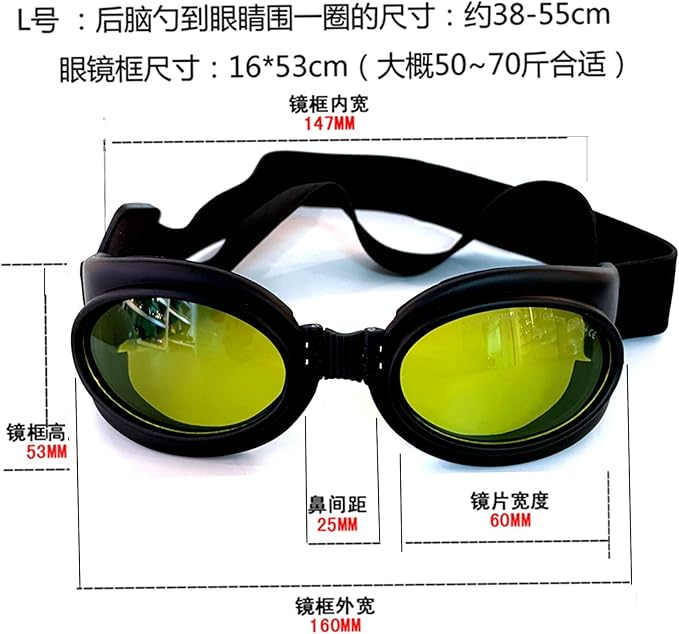 Pet Dog Laser Protection Glasses 1064nm Goggles 190-450nm & 800-1100nm UV400(Size XL) for 25-35KG Pets