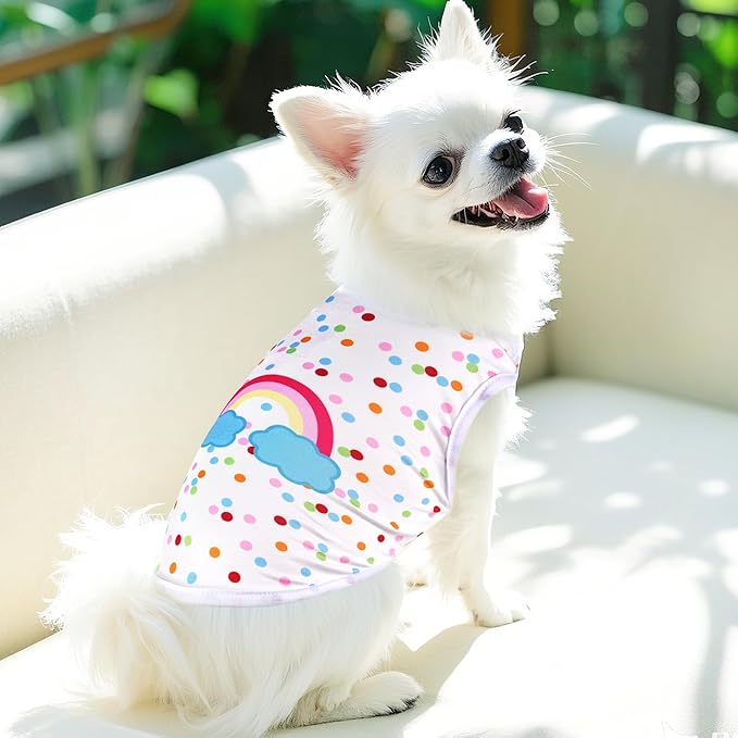 choyaxo 4pcs Dog Shirts Sleeveless Printed Pet Vest for Chiuahaha Small Medium Dogs Spring Summer