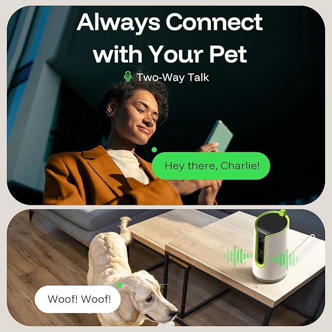 5MP Ultra HD Pet Camera - Dog Camera with Treat Dispenser, Remote Treat Tossing via Phone App, 360° Auto Tracking & Motion Alerts, 5G&2.4G WiFi for Cats Indoor