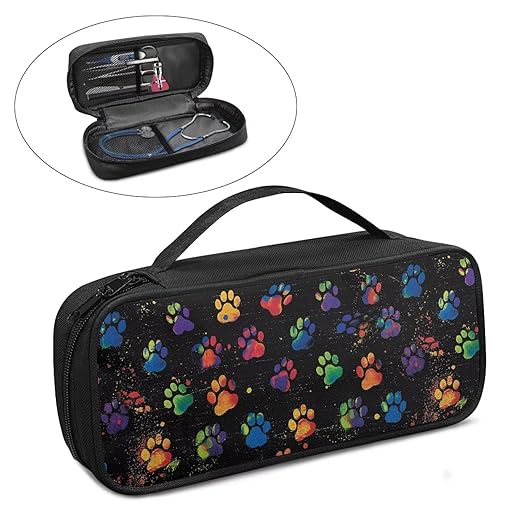 Gomyblomy Dog Paw Print Stethoscope Case Compatible with Classic III, Lightweight II S.E, Cardiology IV Diagnostic, Acoustica Stethoscopes, Large Stethoscope Storage Bag for Nurse