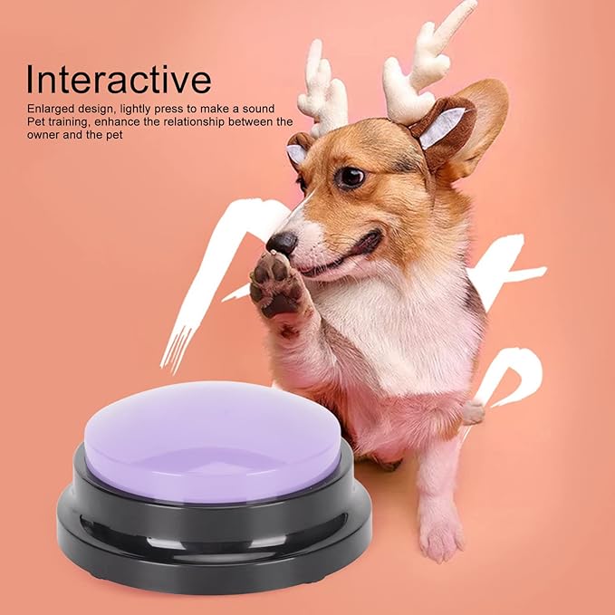 Dog Buttons for Communication,Voice Recording Button,Dog Communication Buttons Educational Recordable Dog Talking Button for Cat,Puppy,Pet Trainin 30 Second Voice Recording (Purple)