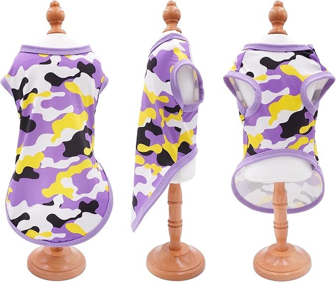 Dog Shirts Camo Female Pink Purple for Extra Small Puppies Doggies Cats Girl Sleeveless Tank Top Tee Clothes Vest Soft Light Weight Stretchable Pack of 2 XS