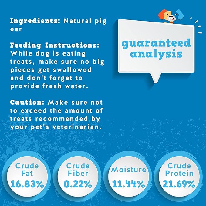 Jack&Pup Whole Pig Ears for Dogs (25 Pack) - All Natural Single Ingredient Extra Thick Large Pigs Ears - Premium Dog Pig Ear Treats - Natural Dog Pork Chews; Excellent Rawhide Alternative