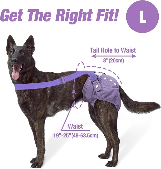 Pet Soft Dog Diapers Female with Suspenders, 3 Pack Reusable Female Dog Diapers for Heat, Dog Period Panties for Doggie in Cycle(Large, Pinkycolor)
