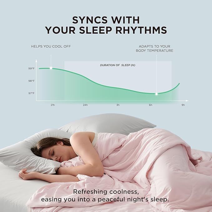 Bedsure Cooling Blankets for Hot Sleepers - Cooling Comforter, Cold Summer Blanket King Size for Bed, Ice Breathable and Lightweight Gift for Night Sweats, Pink, 104x90 Inches