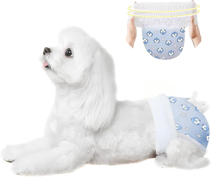 Ambreview Dog Diapers Female, Disposable Pulled Up Dog Diaper with Stretchy Waist, Super Absorbent 360° Leak-Proof Doggie Diapers for Female Puppy Dogs in Heat/Urinary Incontinence (10L)
