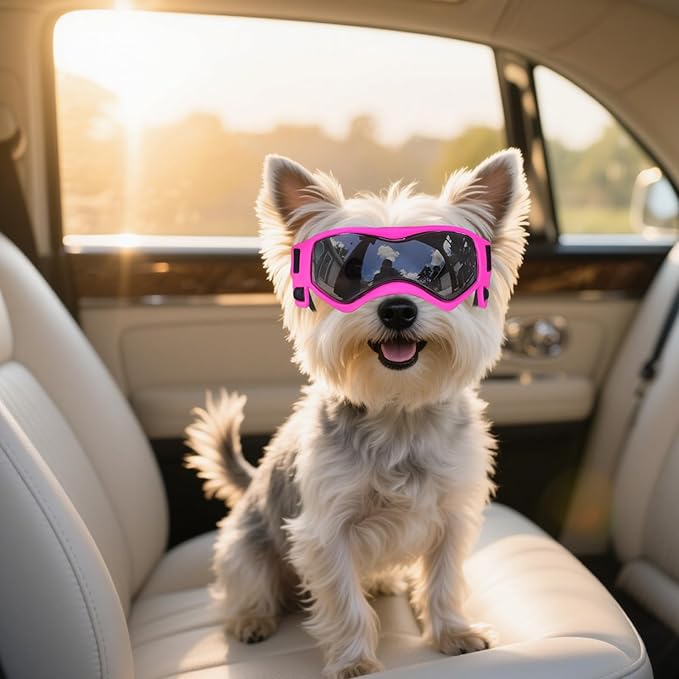 XS Dog Goggles for Extra Small Breed UV/Wind/Dust Protection Chihuahua Sunglasses with Adjustable Strap - Pink
