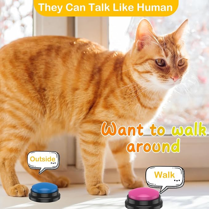 4Pcs Dog Buttons for Communication Voice, Recording Button Dogs for Words Talking and Answer, Buttons Personalized Sound Answering Buzzer Best Toys fit Dog Tranning(4pcs-red)