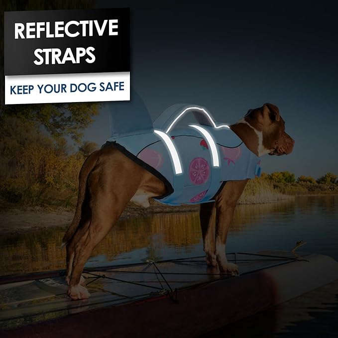 AOFITEE Dog Life Jacket, Dog Life Vest for Swimming, Reflective Puppy Safety Vest with Superior Buoyancy and Rescue Handle, Adjustable Dogs Swimsuit Float Coat for Small Dogs, Fruits XS