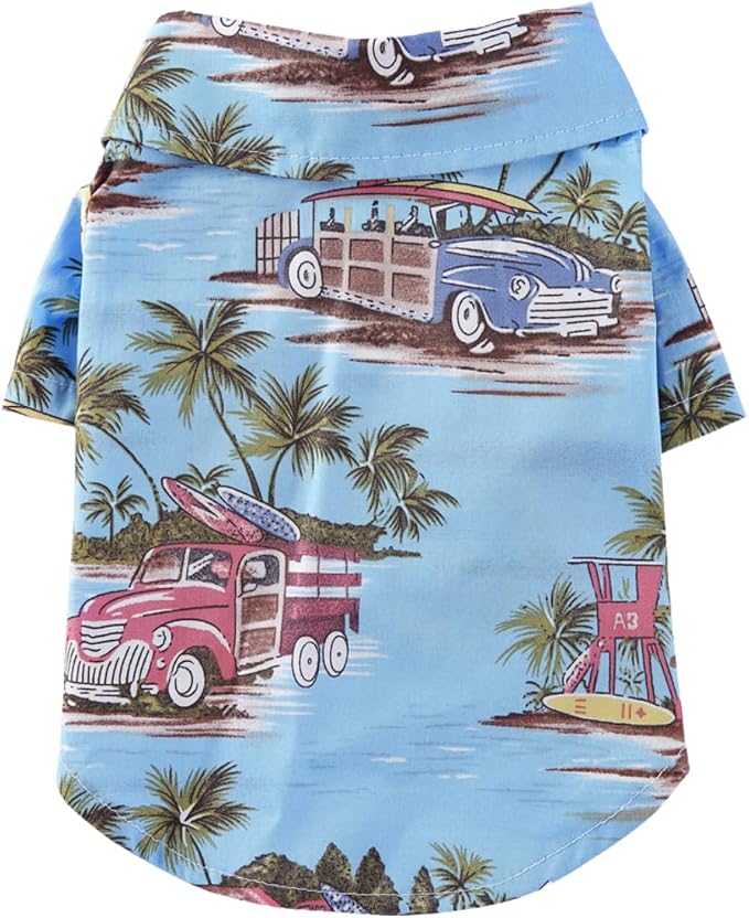 Tangpan Summer Pet Daisy Hawaiian Beach Plaid Print Shirts Clothes for Dog (X-Small, Blue)
