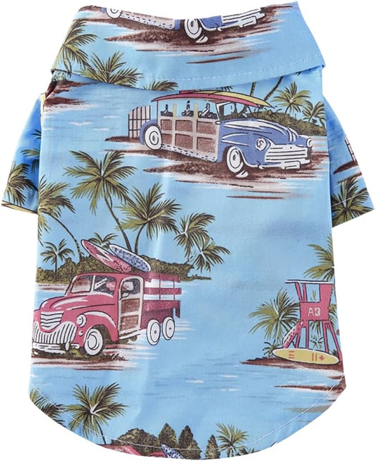 Tangpan Summer Pet Daisy Hawaiian Beach Plaid Print Shirts Clothes for Dog (X-Small, Blue)