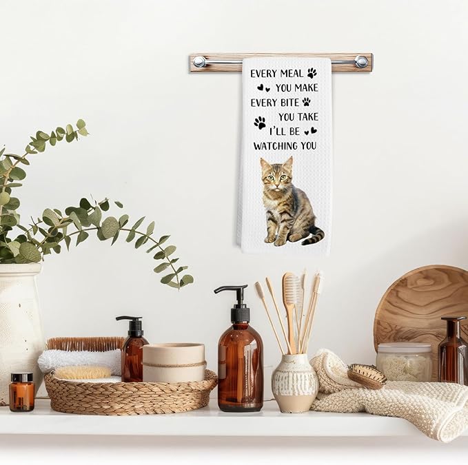 Funny Tabby Cat Gifts for Cats Lovers Kitchen Towels, Tabby Cat Hand Towel, Every Meal You Make Decorative Tea Dish Towels for Kitchens, Funny Pet Kitty Kitchen Decor, 16x24in