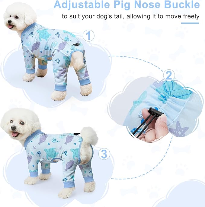 Bienbee Dog Pajamas, 4 Pack Dog Recovery Suit Shedding Suit Cute Soft Puppy Clothes Dogs Pjs Onesies Jammies Adjustable Breathable & Stretchy Clothes for Small Medium Large Dogs Girl Boy Puppy-3XL