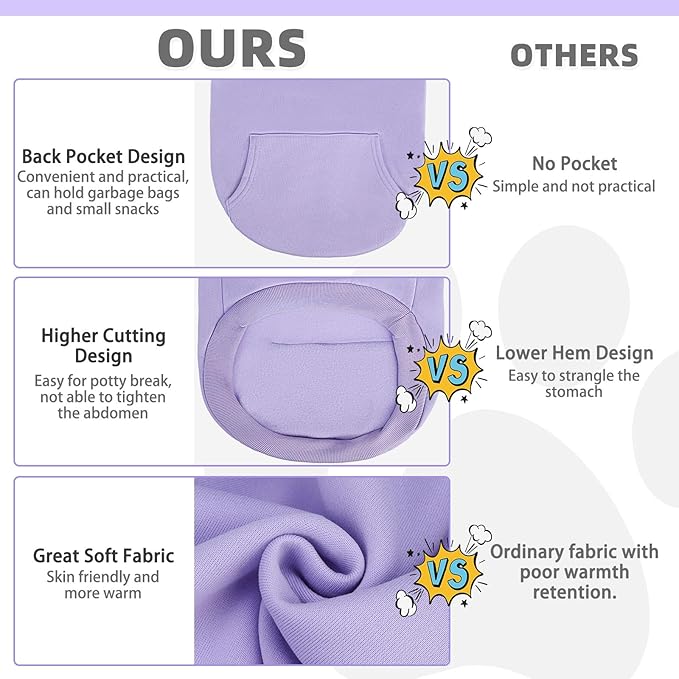 KOOLTAIL Dog Hoodie for Large Medium Small Dogs,Soft&Warm Pet Sweater with Leash Hole and Pocket Boy Girl, Puppy Fall Winter Jacket Clothes,French Pitbull Cold Weather Coat Sweatshirt,Lavender M