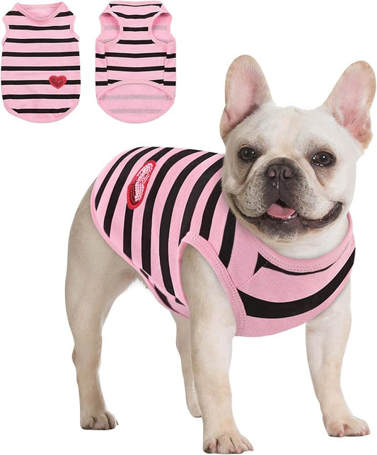 Queenmore Small Dog Shirt,Soft Breathable Dog Shirt for Dogs Cats Boy Girl,Pet Clothes for All Season,Breathable Lightweight Pet Tshirt for Frenchie, Dachshund, Yorkie