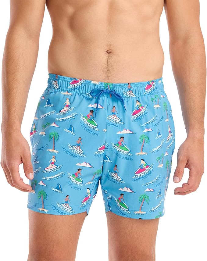 Tipsy Elves Men's Stretch Swim Trunks 7 Inch Inseam 4-Way Stretch with Mesh Liner - Quick-Dry Funny Swimwear Bathing Suit