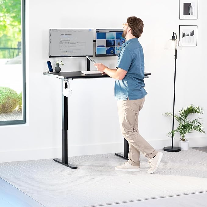 VIVO Universal 48 x 30 inch Solid One-Piece Table Top for Standard and Sit to Stand Height Adjustable Home and Office Desk Frames, Black, DESK-TOP48-30B