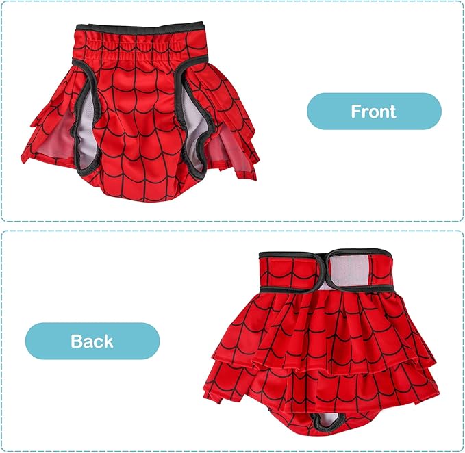 Avont 3 Pack Washable Female Dog Diapers, Reusable Period Diapers Cover for Girl Doggies Heat Cycle, Incontinence -Red/Blue/White(L)