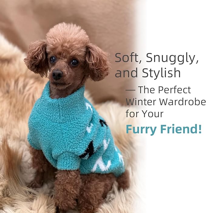 Dog Sweaters Dog Pullover Sweater Cold Weather Cable Knitwear Thick Warm Outfits for Medium or Large Dogs（Turquoise-XL