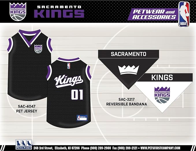 Pets First NBA Sacramento Kings Mesh Dog Jersey, Medium