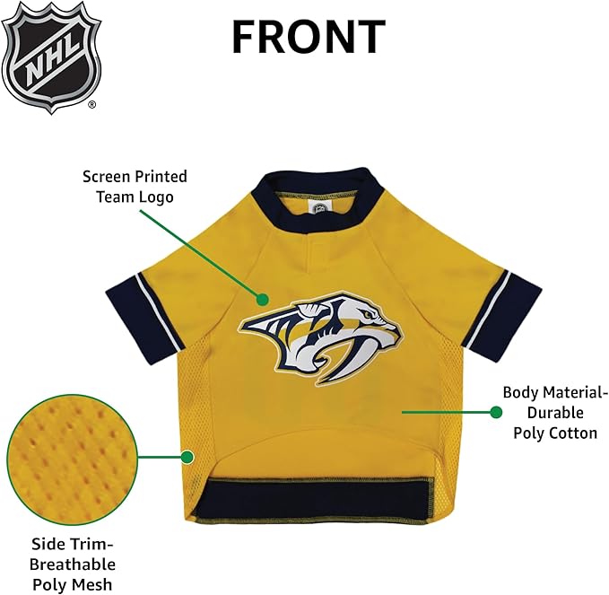 Pets First NHL Nashville Predators Jersey for Dogs & Cats, Small. - Let Your Pet Be A Real NHL Fan!