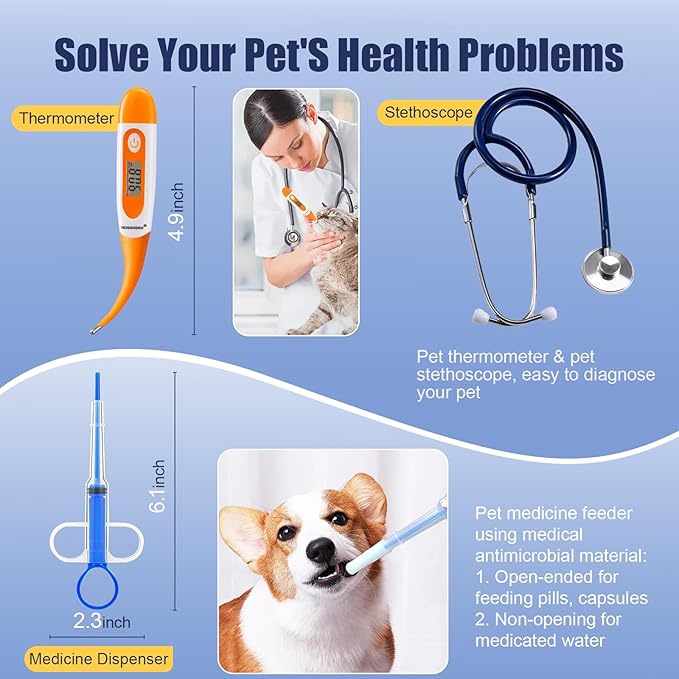 65 Pcs Deluxe Whelping Kit, Delivery of Kitten and Puppy Whelping Kit with Feeding Nipple Stethoscope Aspirator Puppy ID Bands etc Complete Full Kit