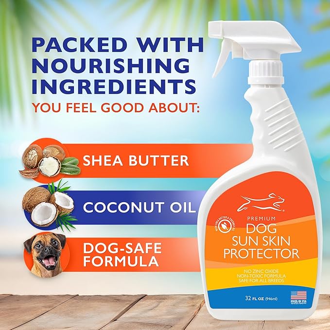 EBPP Dog Sunscreen Sun Skin Protector Spray 32 fl oz - Safe for All Breeds with No Zinc Oxide - Pet Protection and Moisturizer for Skin, Coat, Nose, Ears
